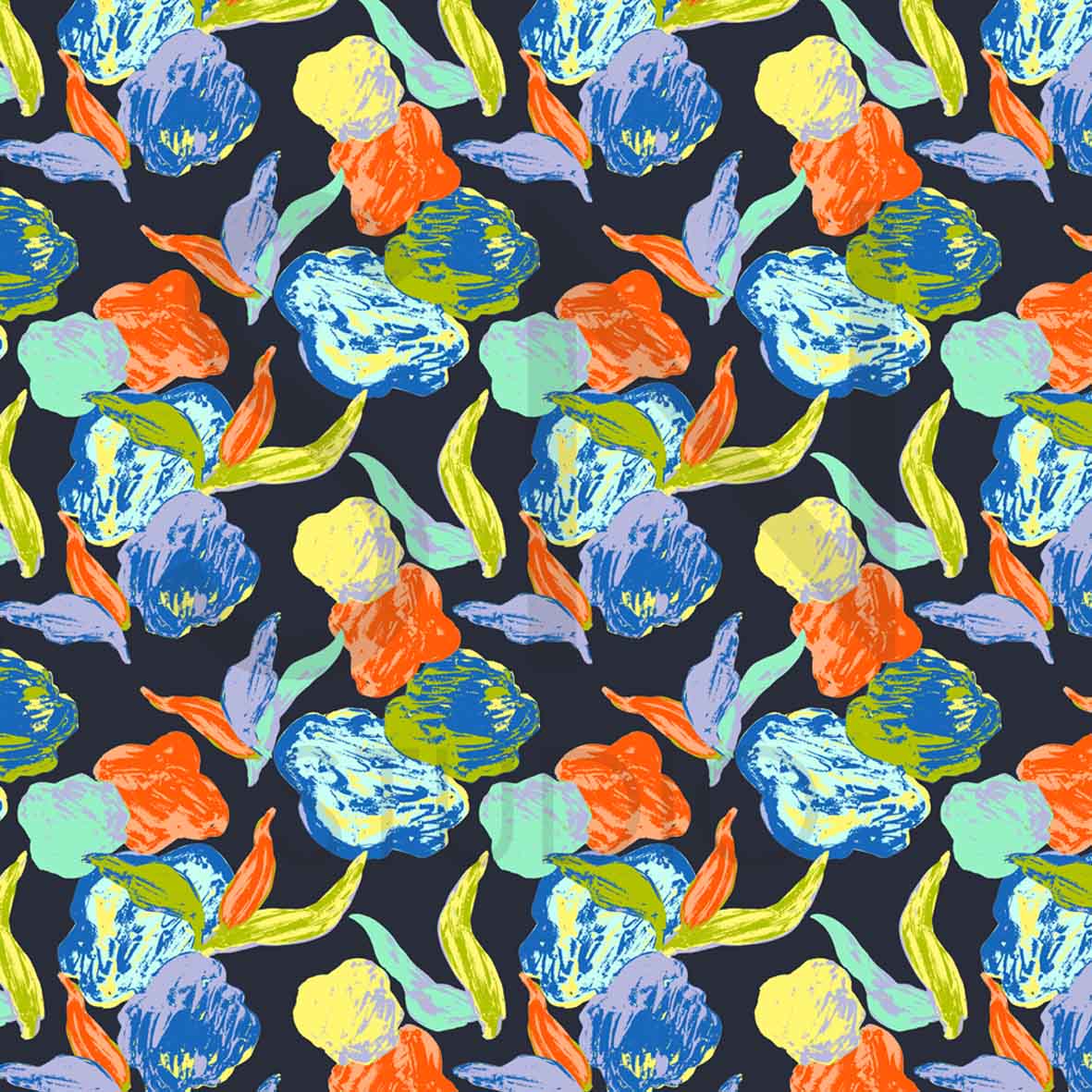 Indulge in the bold allure of Bloom Impressions, a captivating design that highlights the grandeur of flower-shaped marks in a visually striking composition.
