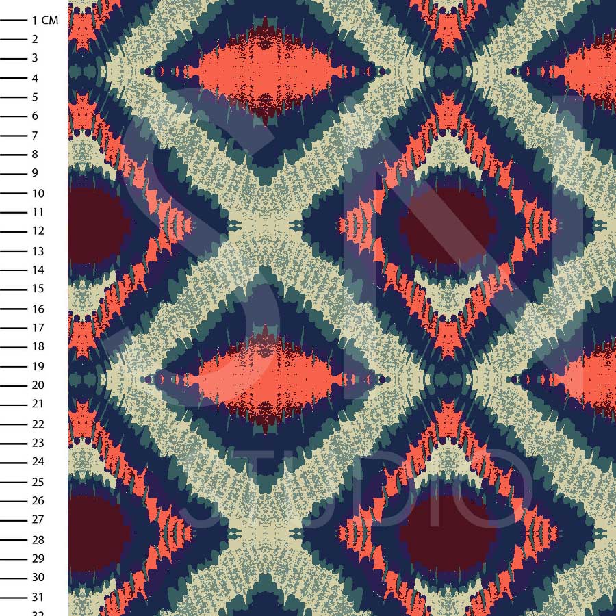 Whether as a focal point or a complementary accent, Green-Blue-Red Ikat brings a touch of exotic sophistication and artistic depth to any space, transforming it into a colorful and stylish haven.