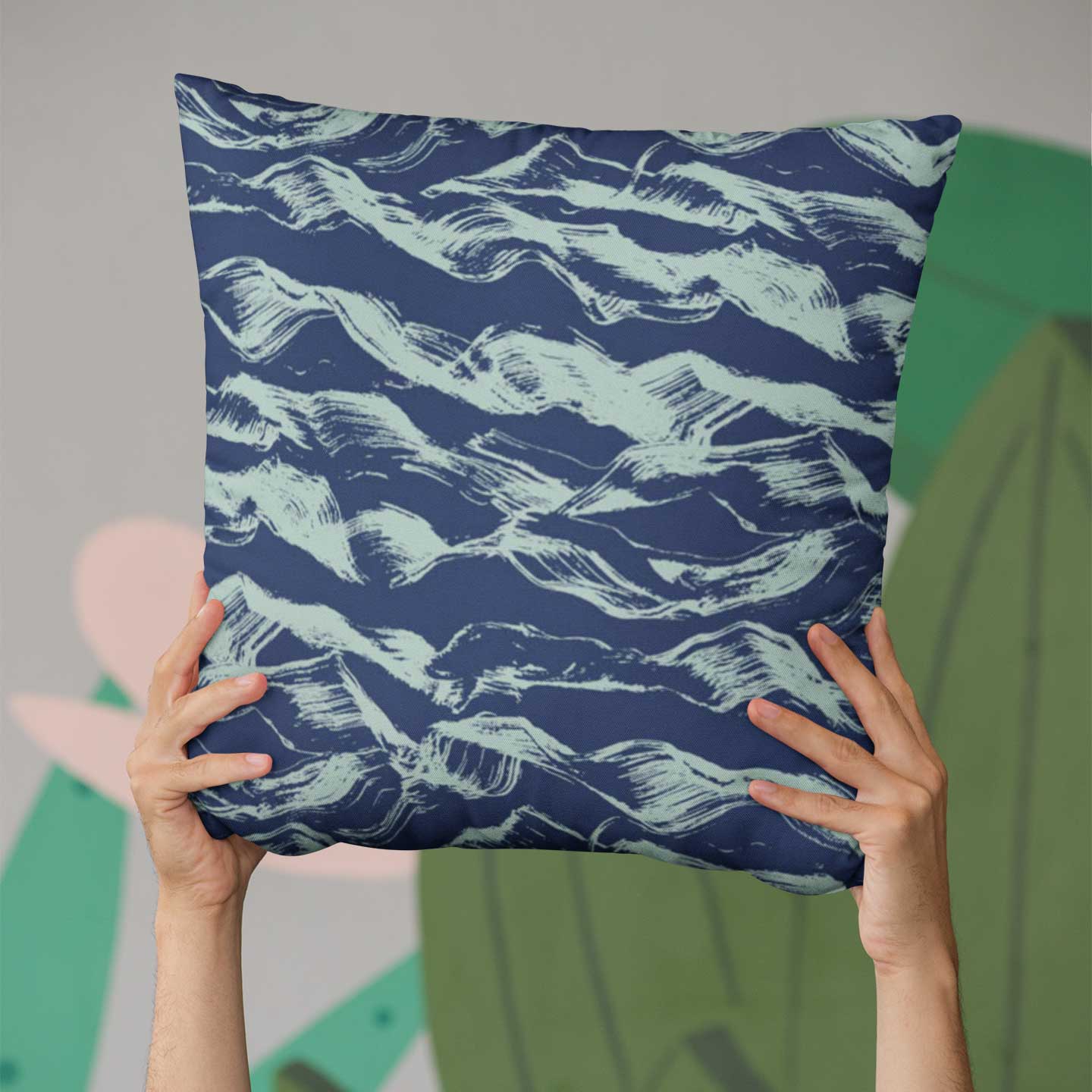 Ocean Vibes, where soothing blues and greens create a serene and refreshing design. This style features wave-like pattern that evoke the calming essence of the ocean. 