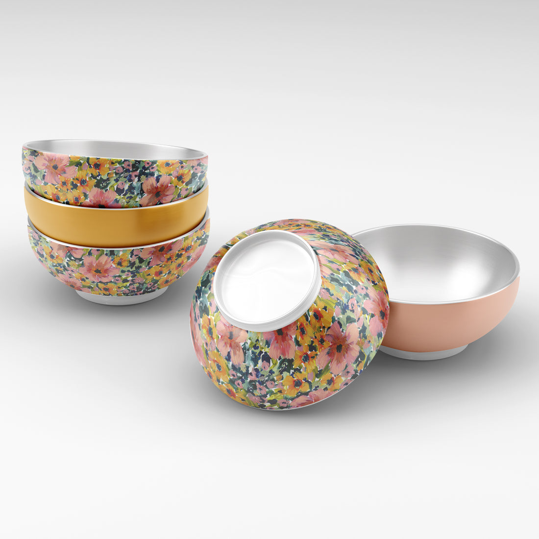 Flower pattern surface design on bowls by Susanna Nousiainen Studio