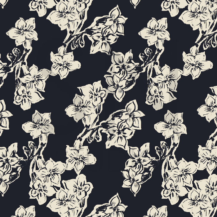 Black and White Hand-Drawn Diagonal Flowers