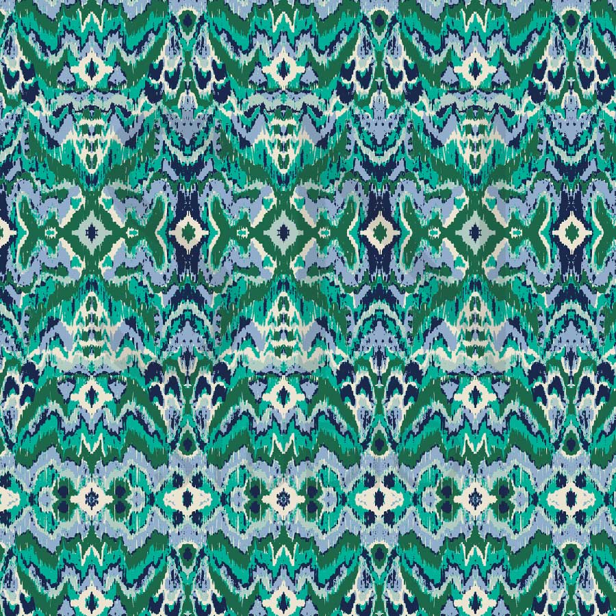 Green Tones Ikat brings a touch of exotic sophistication and natural tranquility to any space, transforming it into a peaceful and stylish retreat.