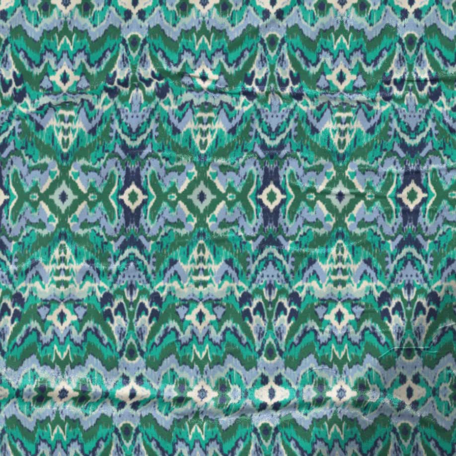 Green Tones Ikat brings a touch of exotic sophistication and natural tranquility to any space, transforming it into a peaceful and stylish retreat.