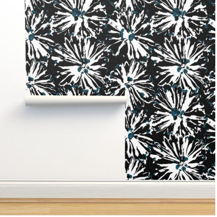 This large-scale pattern features intricate flower patterns inspired by Finnish design aesthetics.