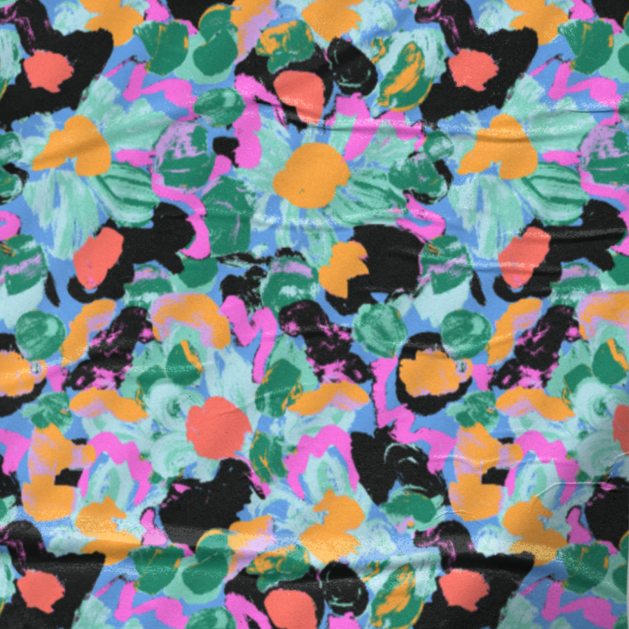 This pattern features bold and cheerful hues, creating a dynamic and visually striking surface. Perfect for infusing a sense of joy and creativity into your creative projects or adding a lively and contemporary floral touch to your interior decor.