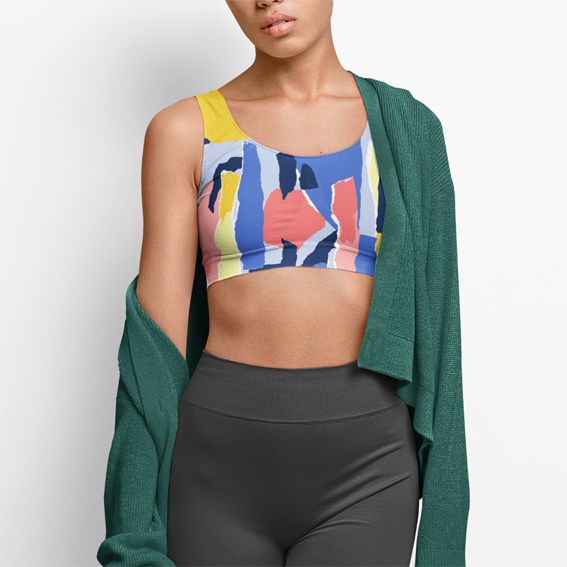 Torn paper surface pattern design on sport bra